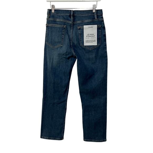 FRAME WOMENS 25 LE HIGH-RISE STRAIGHT FIT ANKLE JEANS BESTIA MEDIUM BLUE DENIM - Picture 4 of 12